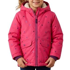 Cat & Jack Toddler Girls 5T Pink Purple Star Print Hooded Winter Puffer Jacket